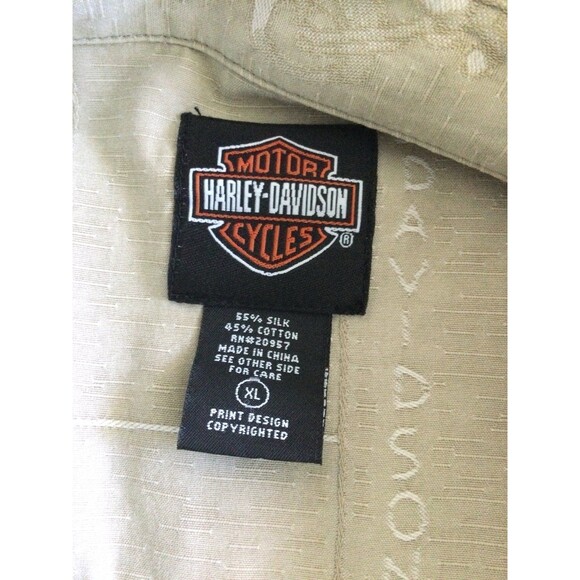 Harley-Davidson Shirt Men's Size XL Color Beige Hawaiian Short Sleeve Shirt - Picture 4 of 8